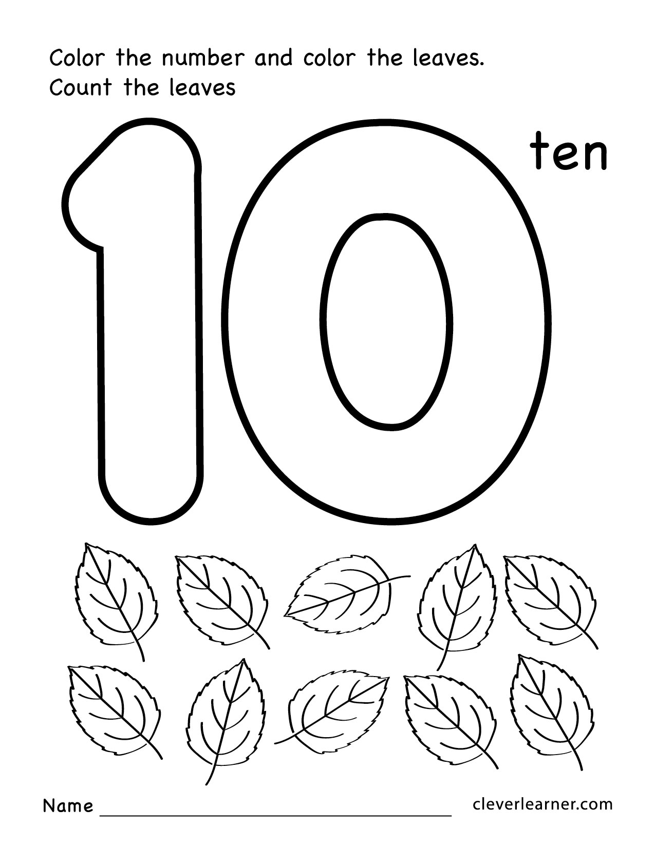 Number Ten Writing Counting And Identification Printable Worksheets For Children Number Ten Writing Counting And Identification Printable Worksheets For Children