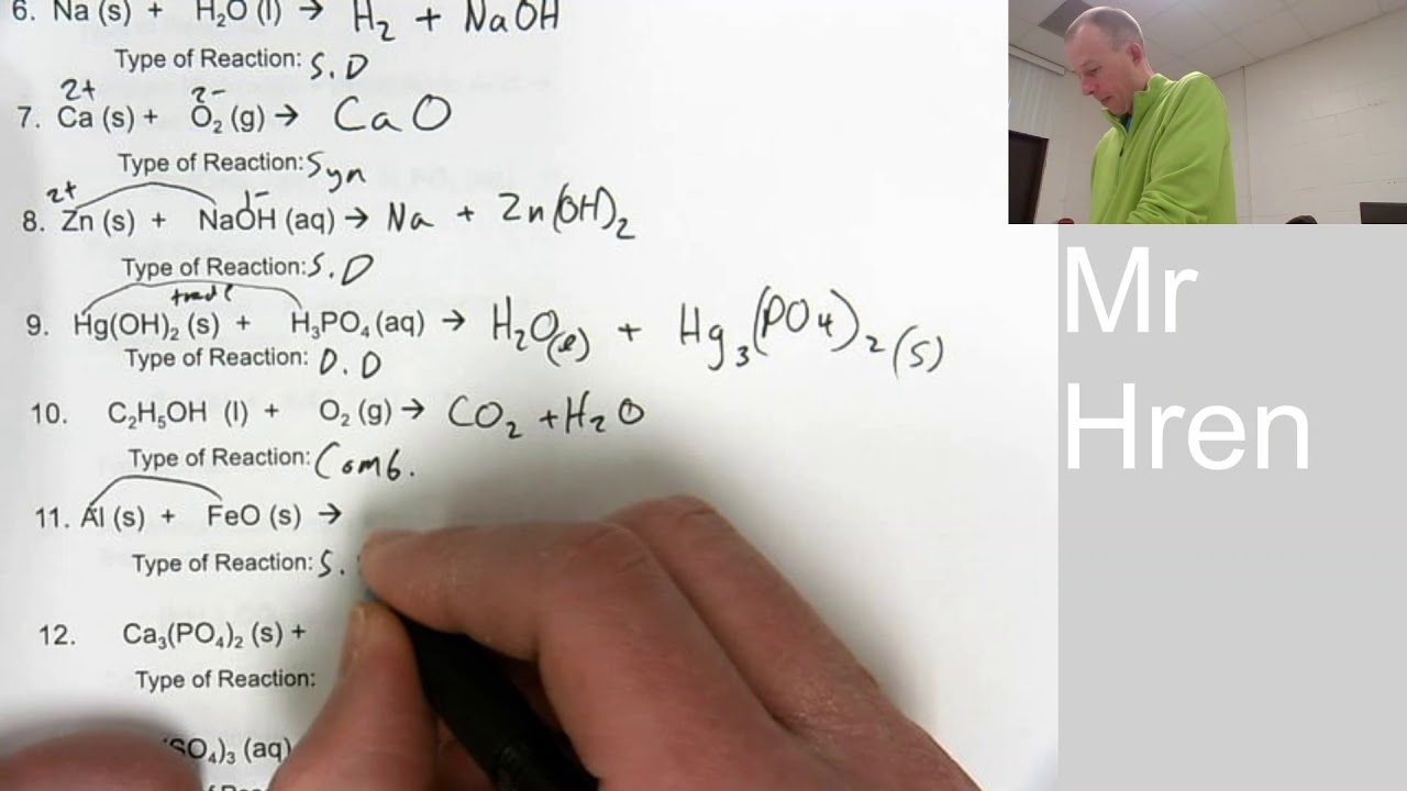 predicting products of chemical reactions worksheet predicting products of chemical reactions worksheet