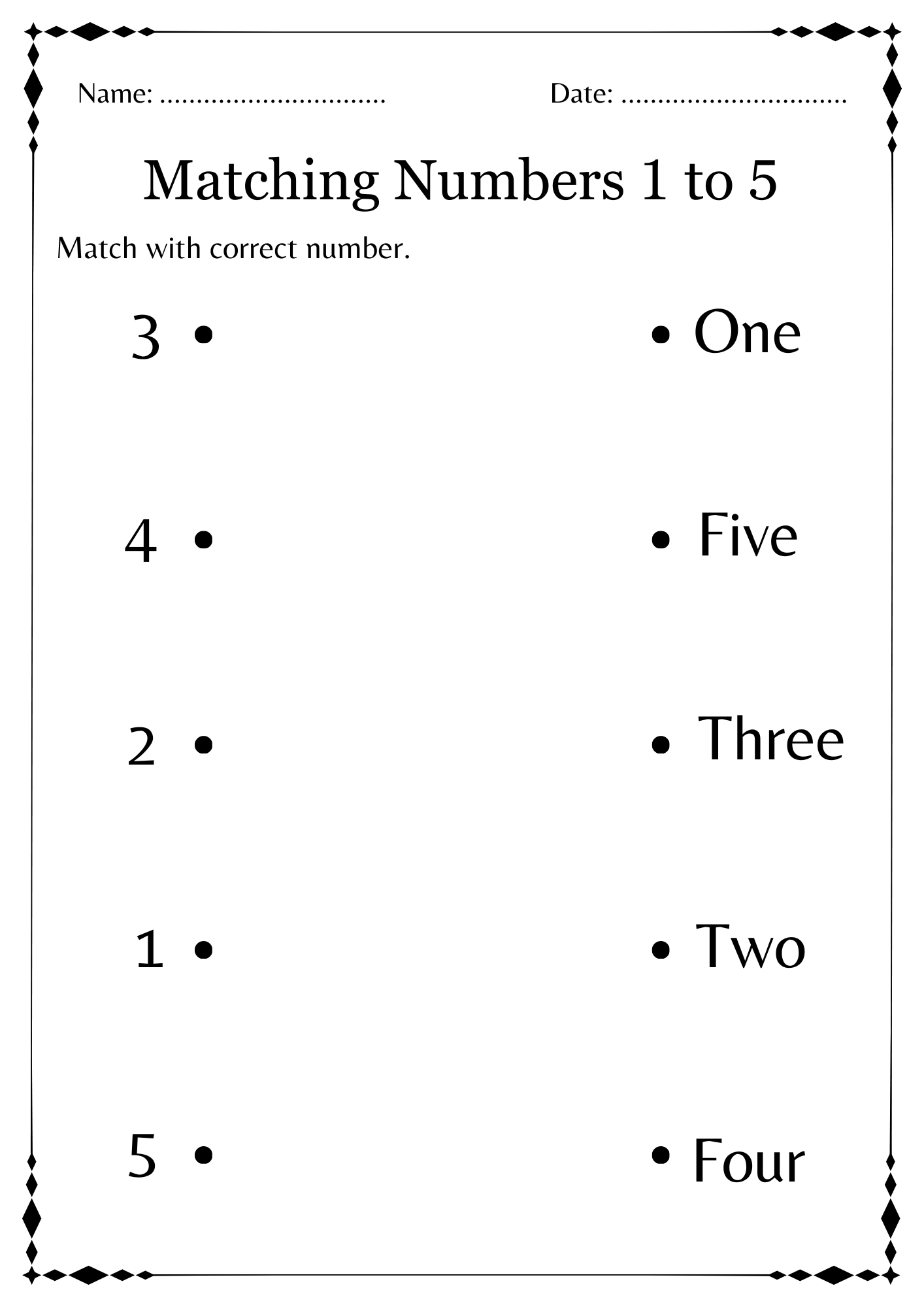 number matching worksheet number matching worksheet