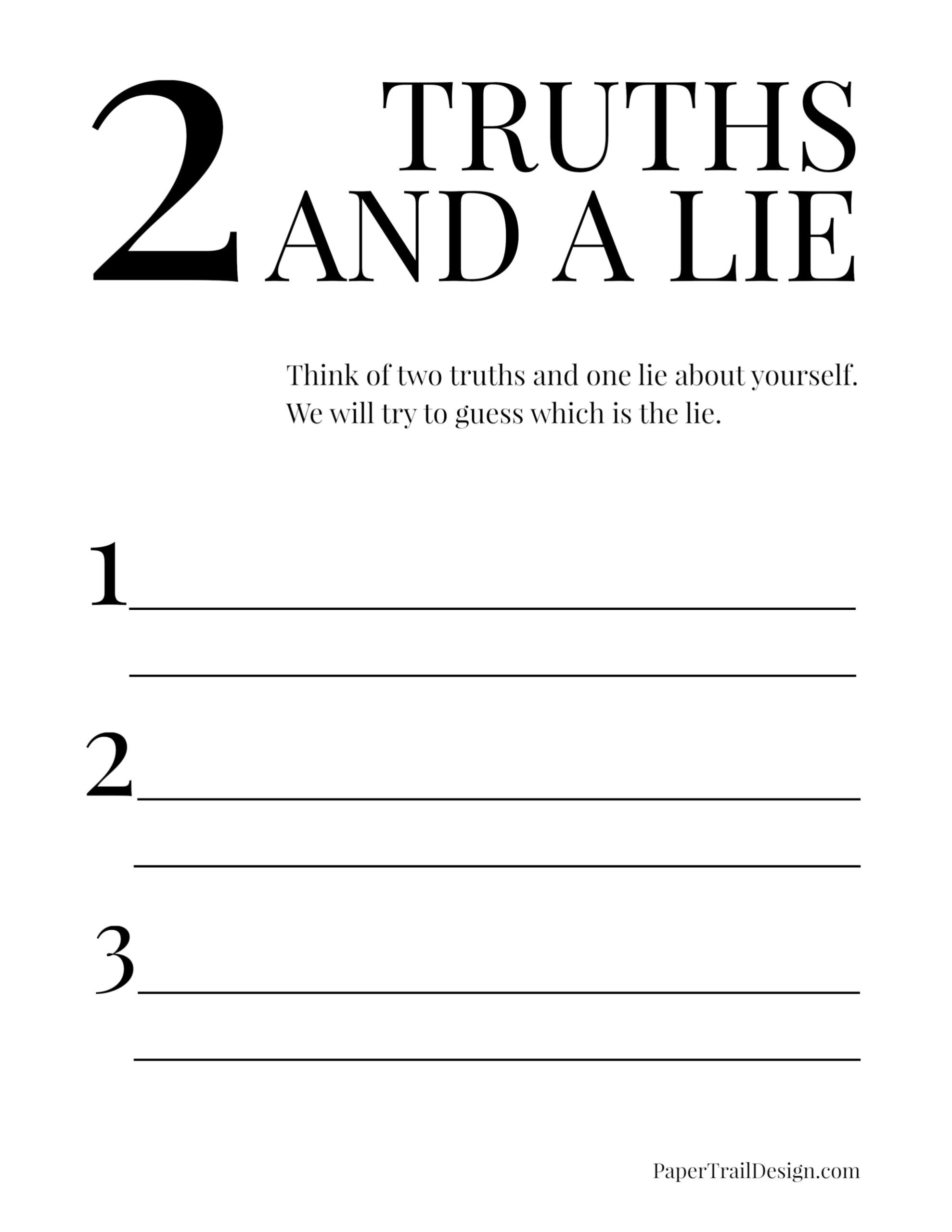 Printable Two Truths And A Lie Worksheets Printable Two Truths And A Lie Worksheets