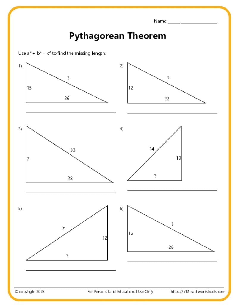 pythagorean theorem worksheet answers pythagorean theorem worksheet answers