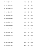 Quadratic Equations Worksheets