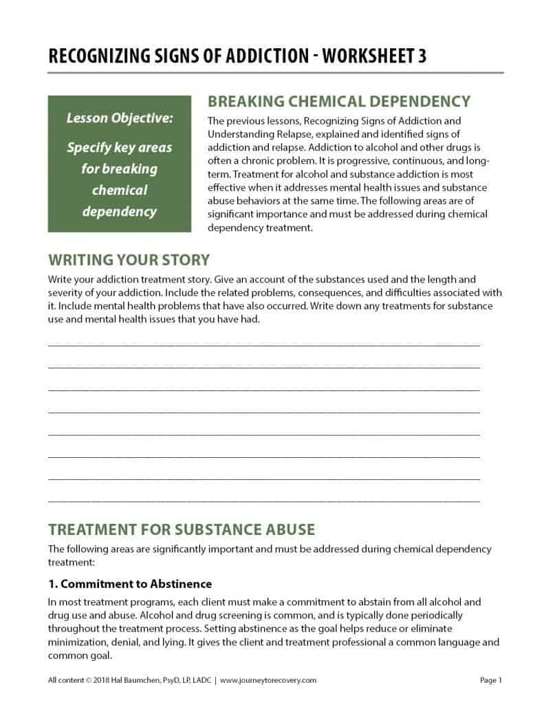 Recognizing Signs Of Addiction Worksheet 3 COD Journey To Recovery Recognizing Signs Of Addiction Worksheet 3 COD Journey To Recovery