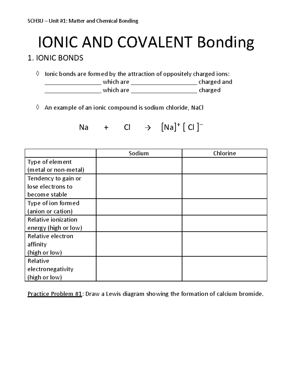 SCH3U Ionic And Covalent Bonding Handout For Unit 1 Study Studocu SCH3U Ionic And Covalent Bonding Handout For Unit 1 Study Studocu