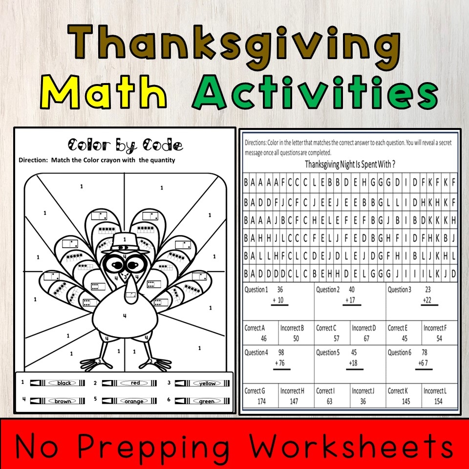 Thanksgiving Math Activities No Prep Worksheets Made By Teachers Thanksgiving Math Activities No Prep Worksheets Made By Teachers