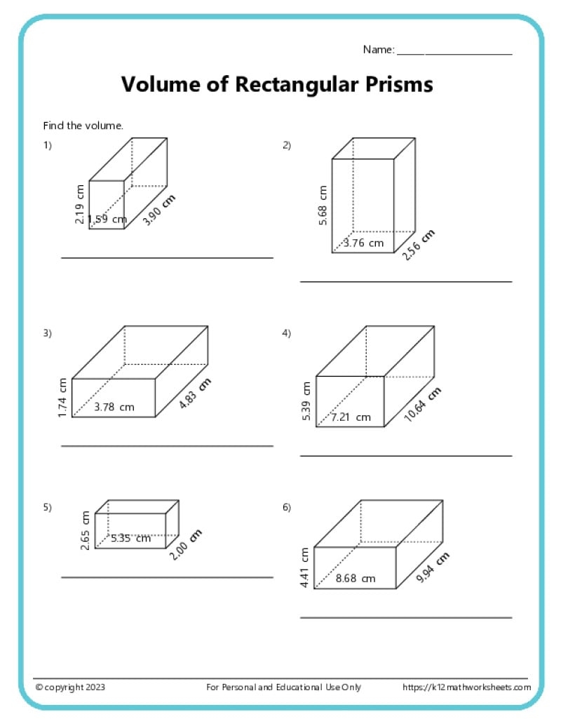 Volume And Surface Area Of Rectangular Prisms K12 Math Worksheets Volume And Surface Area Of Rectangular Prisms K12 Math Worksheets